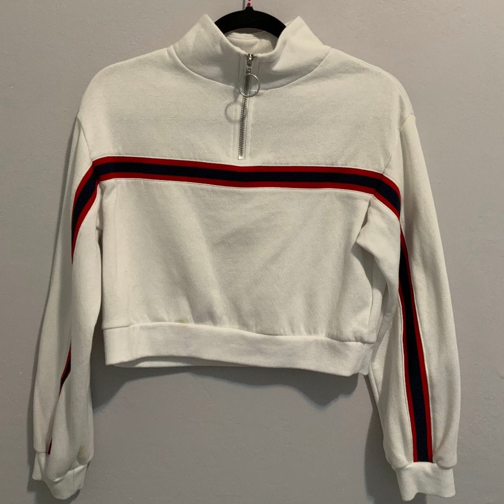 White 1/4 zip cropped sweatshirt Women's size XS